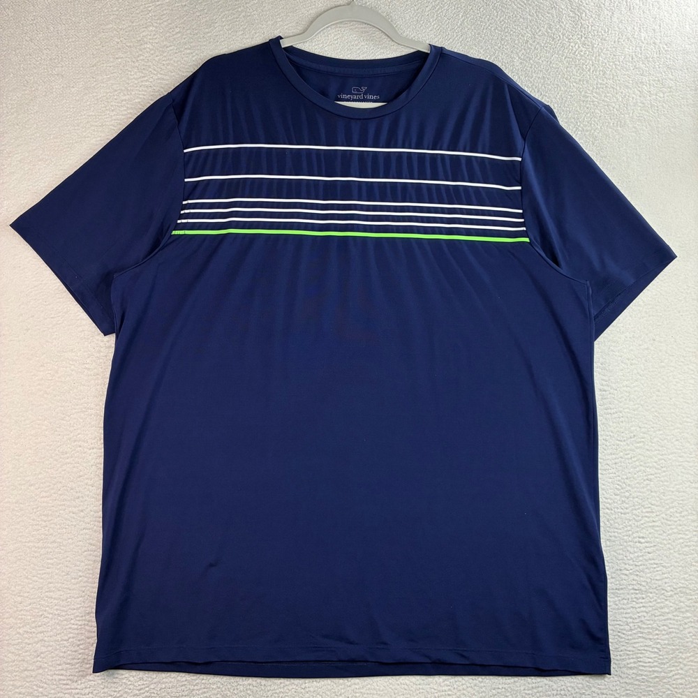 Vineyard Vines Performance T Shirt Men XL Blue Stripe Golf Preppy Stretch Active